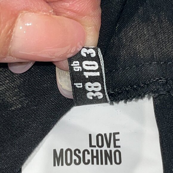 RARE LOVE MOSCHINO Sleeveless Black Denim with Sequin & Embroidered Patches - 6 - Picture 14 of 16